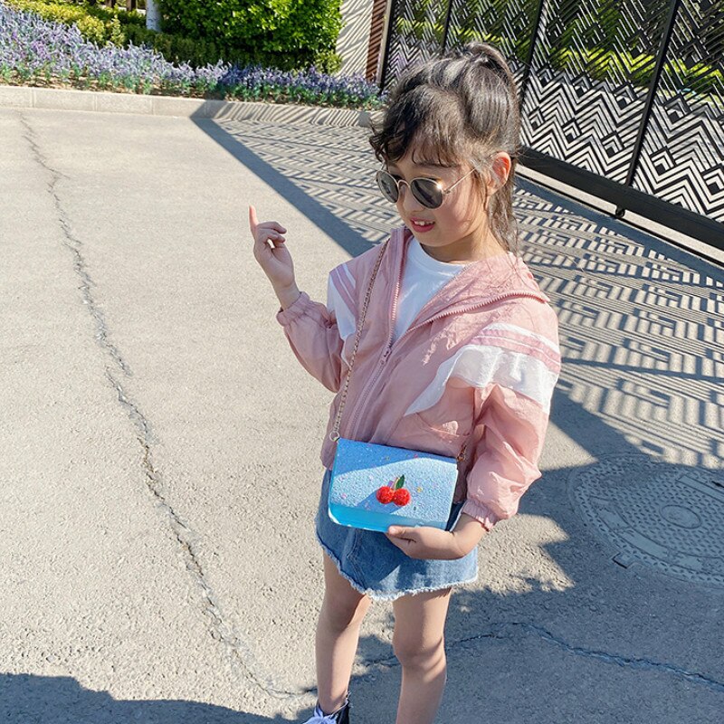 Piger læder taske og håndtaske sød lille pige lille mønt tegnebog pose baby fest messenger taske punge: Blå