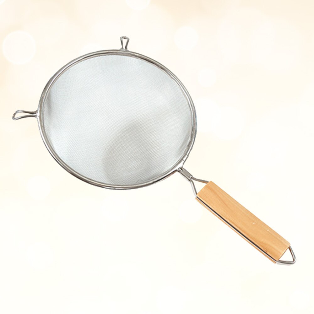 Mesh Stainless Steel Skimmer Strainer Mesh Skimmer Basket Ladle with Wooden Handle for Noodles Spaetzle Pasta Chips(Diameter 14c