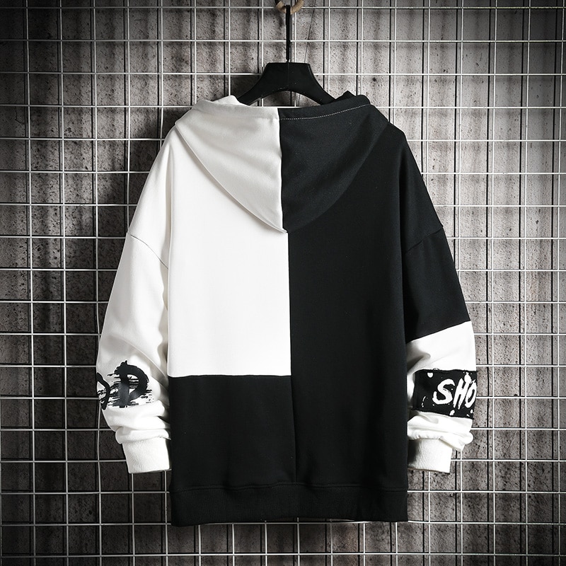 Singleroad oversized herre hættetrøjer mænd patchwork sweatshirt hip hop harajuku japansk streetwear rød hættetrøje herre sweatshirts