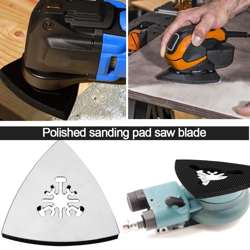 1pcs 80mm Stainless Steel Triangle Sand Tray Shaped Polishing Waste Sanding Pad Saw Blade