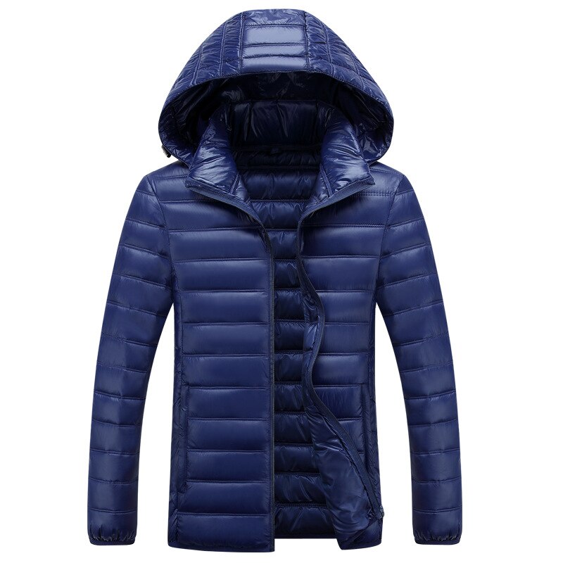 Vinterjakke herre hette vindjakke parka varm bomull polstret jakke fritidsjakke herreklær store herre størrelse 4xl 5xl 6xl 7xl: Blå / Xl