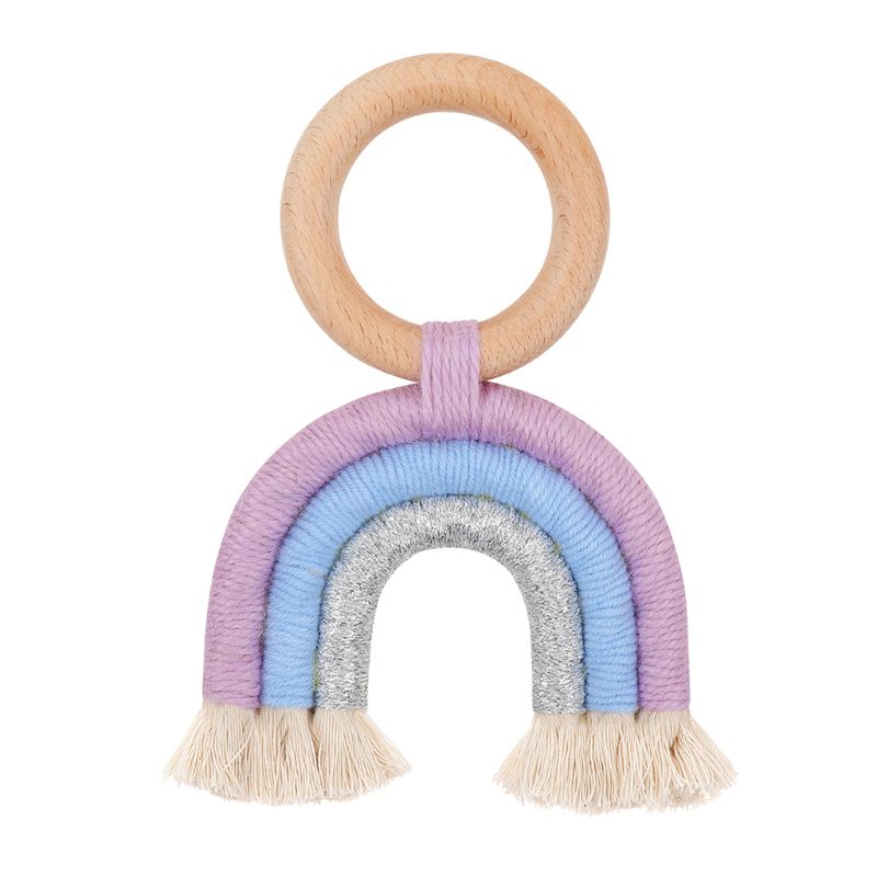 Christmas Baby Rainbow Teething Ring Safety Wooden Teether Baby Care Shower C6UF