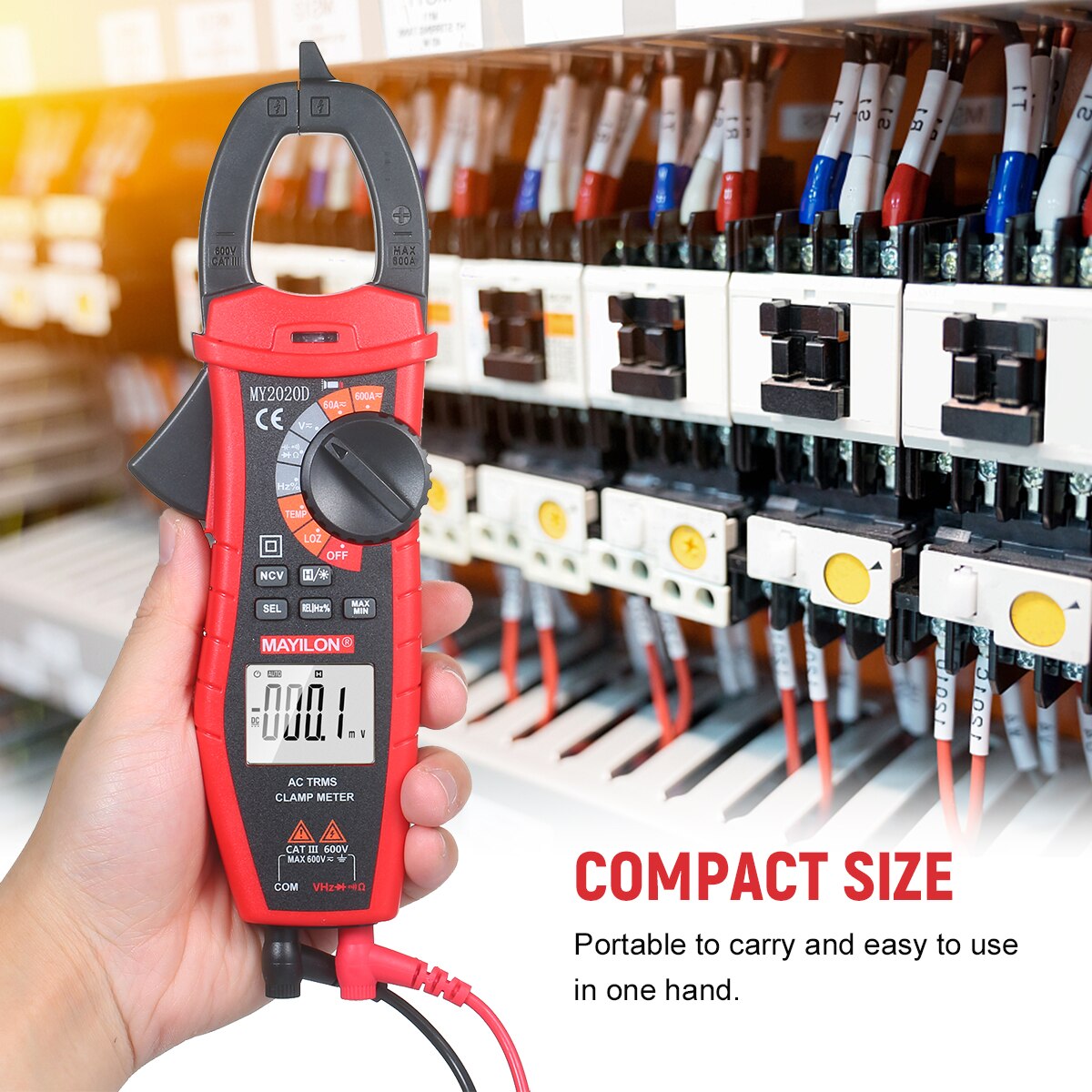 MAYILON Digital AC Current Clamp Meter 6000 Count Automatic Range LCD Display Multimeter with Backlight Clamp NCV Voltage Tester