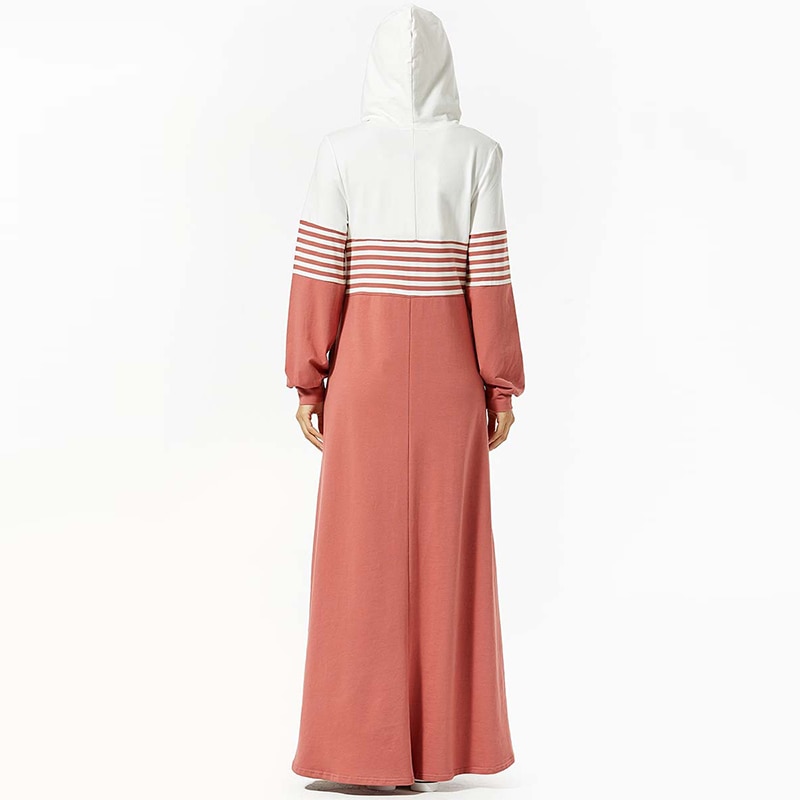 Robe musulmane moyen-orient arabe femmes sweat à capuche islamique turquie rayé poche Patchwork tenue décontractée Style dubaï