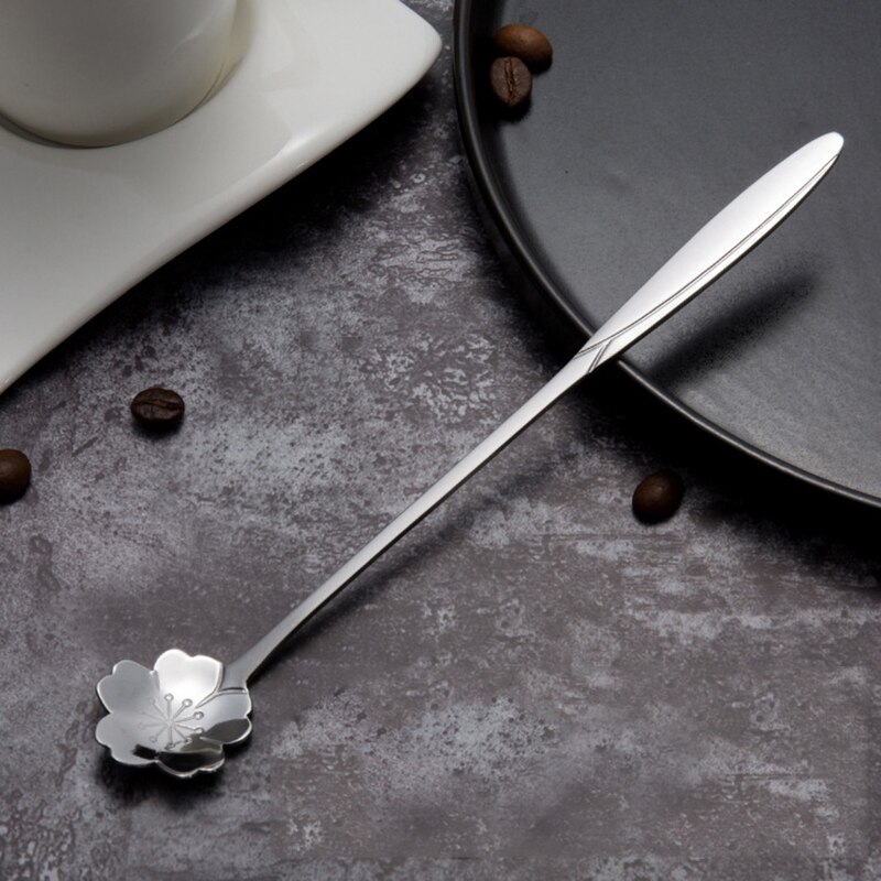 Roestvrij Stalen Lepel Set Met Lange Handvat Bloemen Hartvorm Ice Thee Koffie Lepel Dessertlepel Keuken Drinken Servies: 3