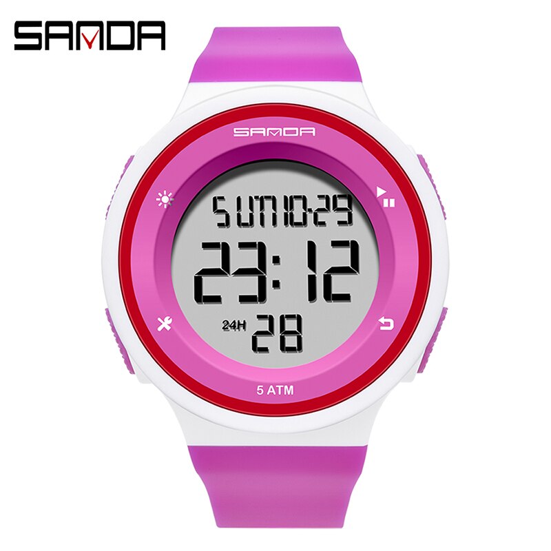 Digitale dameshorloges, jongens, meisjes, studenten, led siliconen horloge, roze, mooie digitale dameshorloges, alarm, vrouwelijke relogio: Wit roos rood