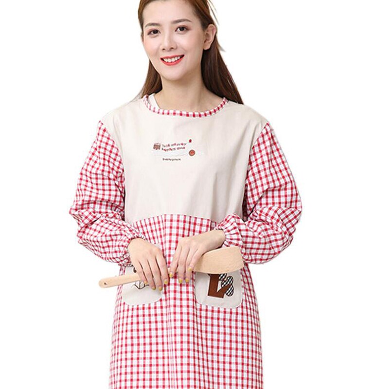 Lange Mouwen Schort Thuis Keuken Chef Schorten Restaurant Koken Bakken Jurk Mode Schort Met Zakken