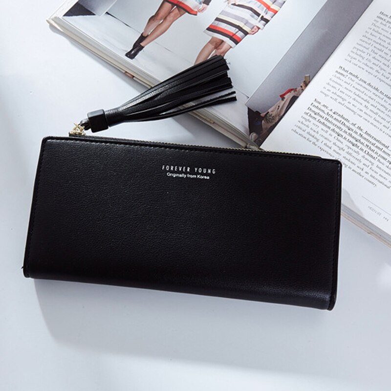 Weichen tofs kvinnor plånbok många avdelningar lång clutch plånbok kvinnliga plånböcker dragkedja ficka korthållare märke