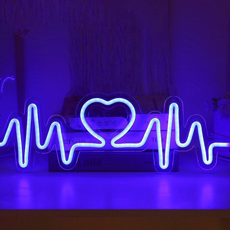 Hartslag Neon Sign Licht Led Liefde Logo Lamp Bruiloft Lighing Backplane Bekentenis Kerst Decor Achtergrond Muur Usb Aangedreven