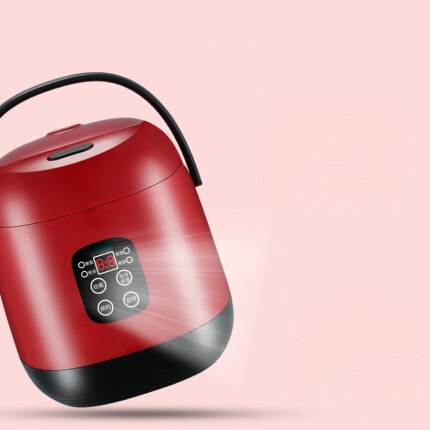 Sähköinen riisinkeitinlaite lounasrasia hidas liesi eristys 1.2l mini monitoimikeitin riisikattila 1-2 hengelle riisinkeitin 220v: Punainen älykäs / Eu
