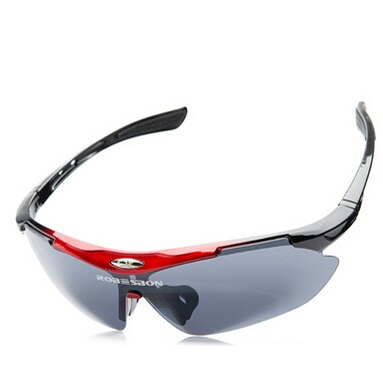 Fiskeri briller solbriller brand cykel cykling mountain mtb solbriller briller 5 linser + integrere nærsynethed mænd kvinder: Rød ramme 5 linser