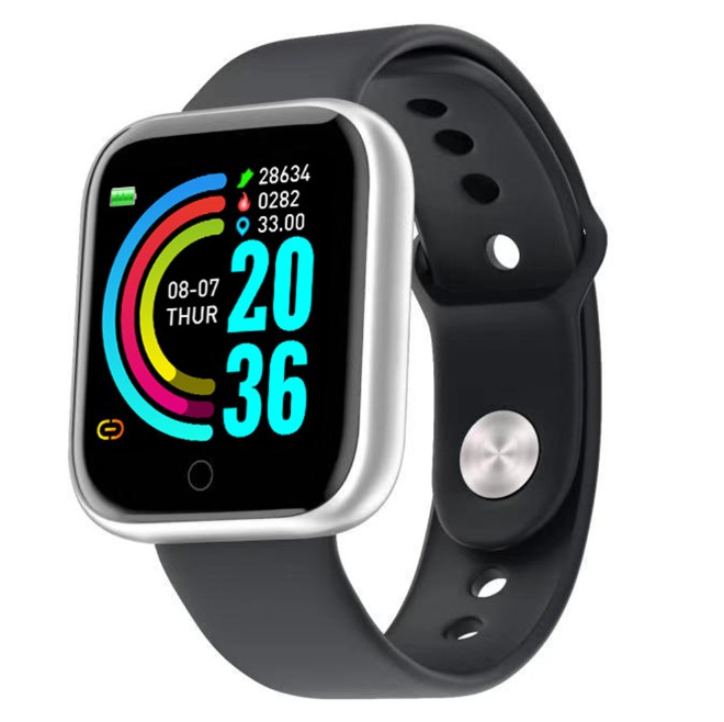Montre intelligente femmes hommes couleur écran Bluetooth Smartwatch sport Fitness Tracker podomètre fréquence cardiaque tensiomètre: Argent