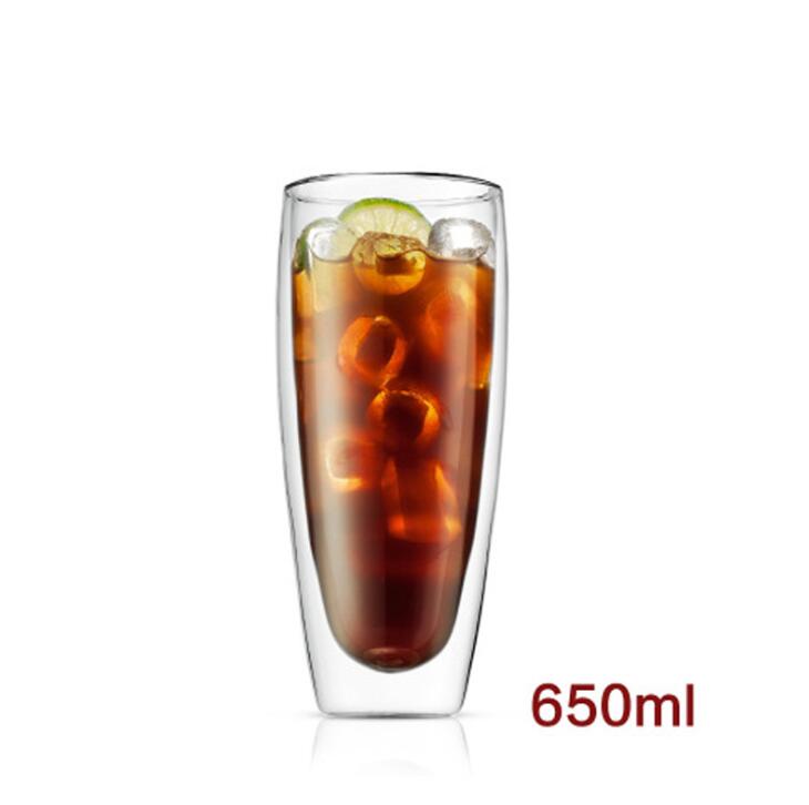 Water Fles Koffie Cup Hittebestendige Dubbele Wand Glazen Beker Bier Handgemaakte Melk Citroensap Cup Drinkware Thee Mokken: A 650ml