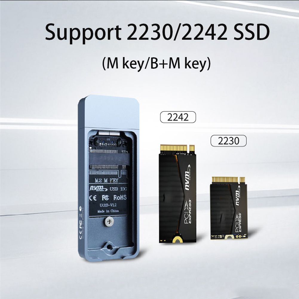 M.2 NVMe SATA Enclosure USB A Plug USB 3.2 10Gbps CNC Aluminum 2230 2242 SSD Case With Magnet Protective Case For Computer PC