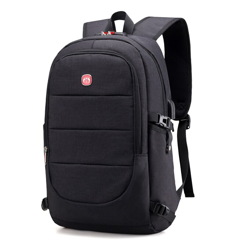 ZENBEFE Anti-Theft Backpacks With Coded Lock Backpacks Canvas School Bag For Student Bookbag USB Port Travel Rucksack Laptop Bag: Black