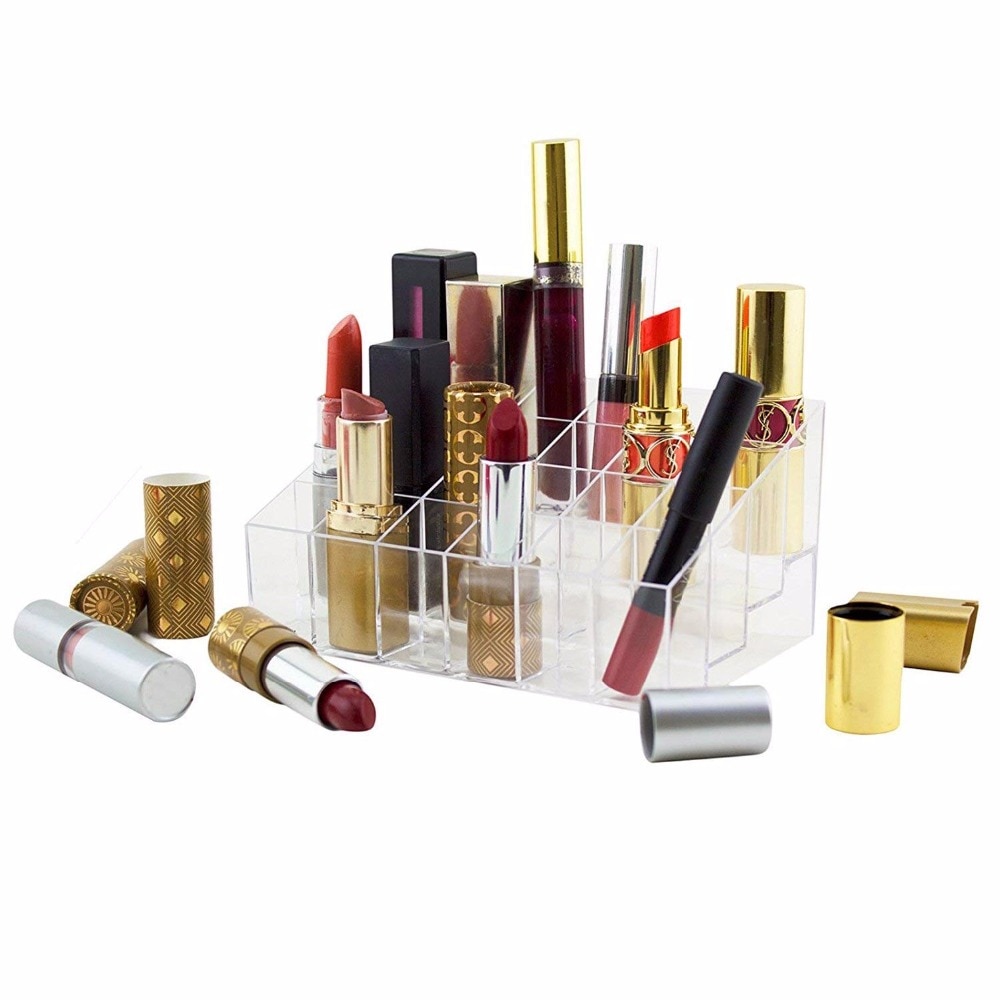 Klar Acryl 24 Kosmetische Veranstalter machen-hoch fallen Halfter Ständer Lager Kasten Lippenstift Kosmetik Schmuck Kosmetik Kasten