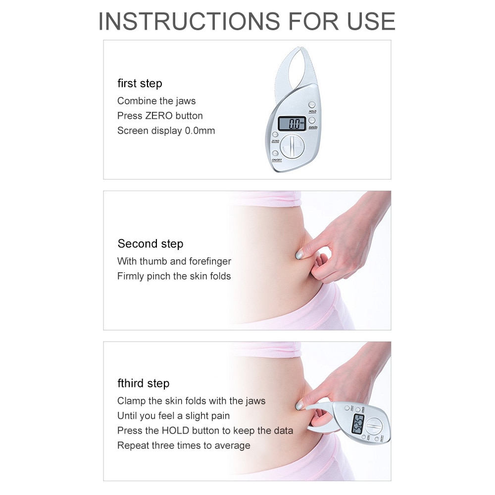 Pinzas para medir grasa corporal, analizador electrónico Digital, calibrador de grasa corporal, probador de piel muscular, Monitor de grasa corporal de 0 a 50mm