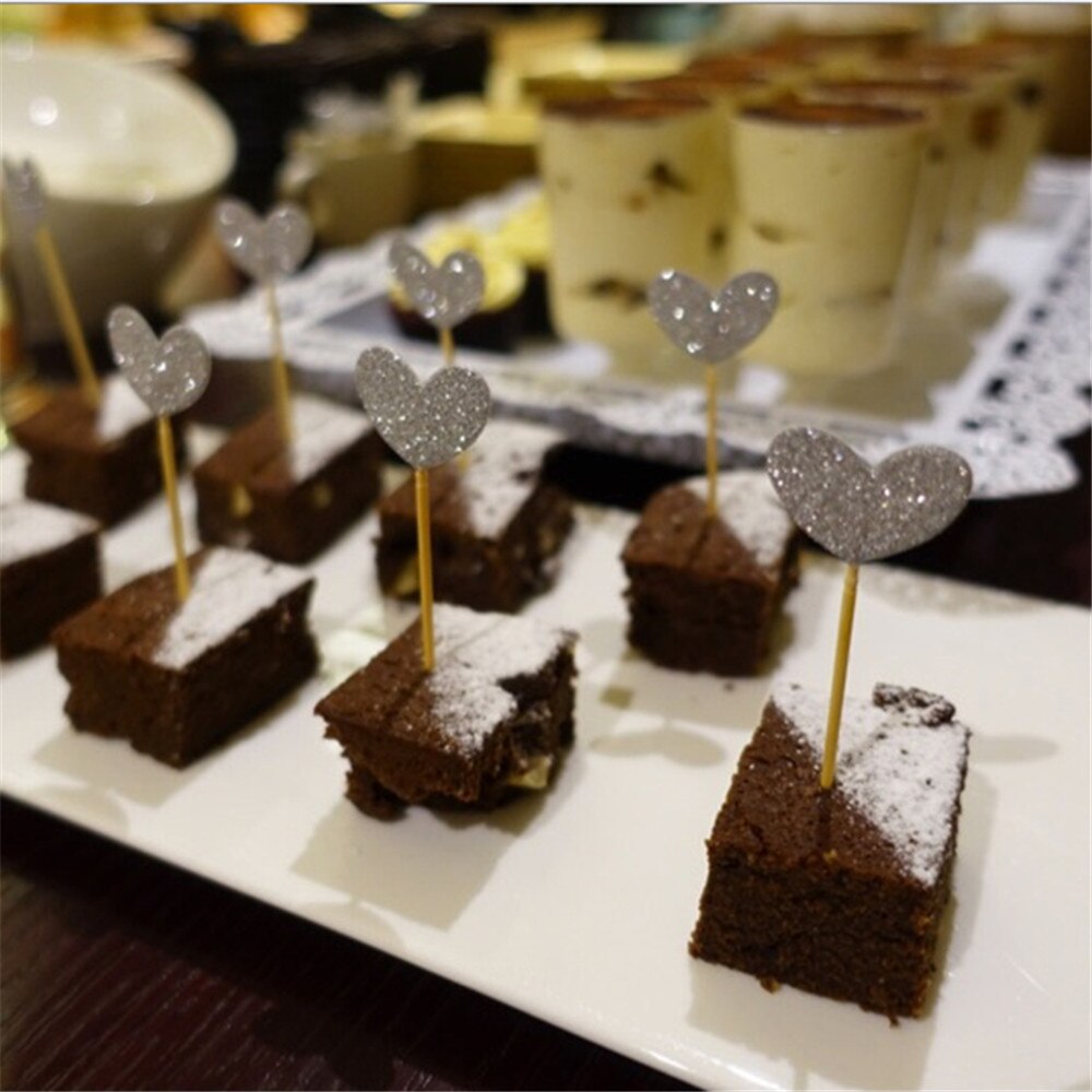 40PCS/set Handmade Lovely Pink Heart Cupcake Toppers Cake Party Supplies Birthday Wedding Party Decoration