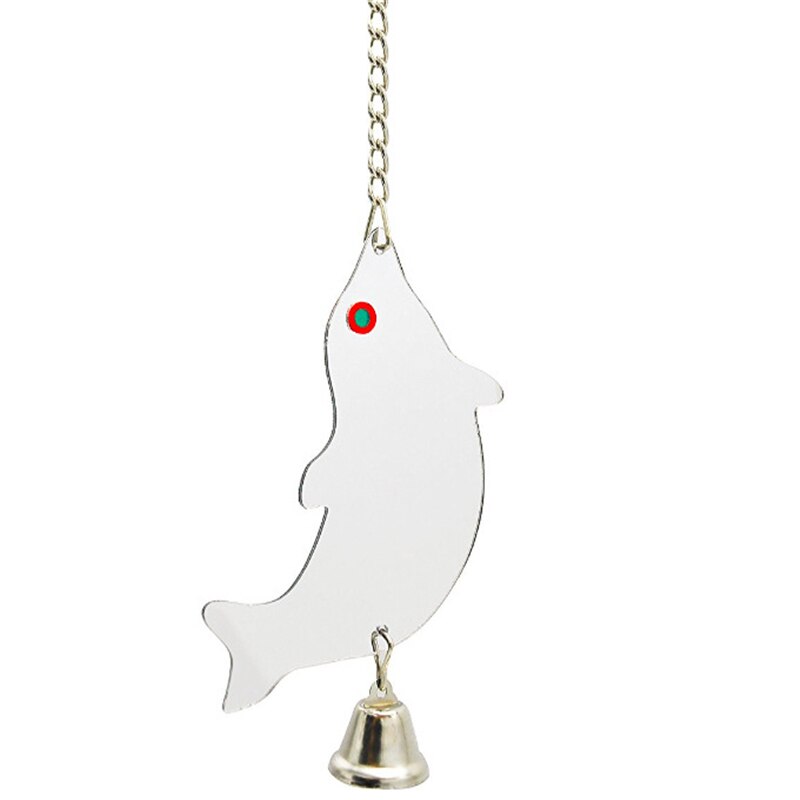 Pet Parrot Toy Resistant Pet Parrot Bird Mirror Silver Acrylic Pet Toy Bird Nest Accessory: Dolphin