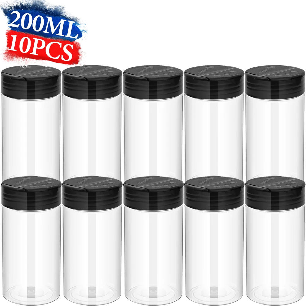 1–10 x durchsichtige Gewürzglas aus Kunststoff mit Streudeckel, Gewürzbehälter für sterben Küche, zur Aufbewahrung von Gewürzsalzpulverflaschen: Schokolade