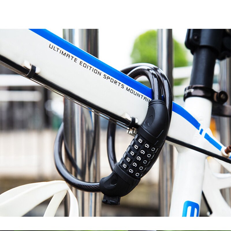Mountain Bike Bicycle Lock Electric Stainless Steel Password Fixed Portable Anti-Theft Steel Wire Chain Lock