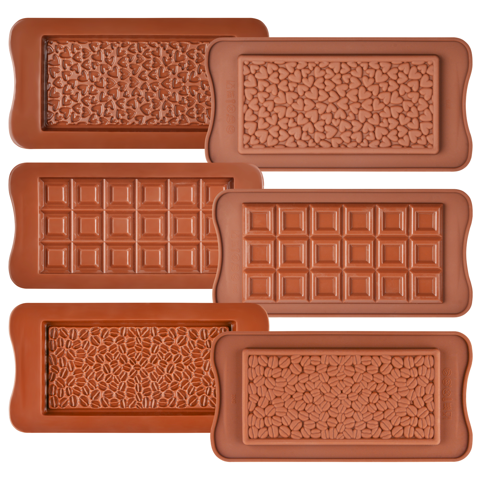 Silikolove 3 Stks/partij Hart-Koffiebonen Vormige 3d Chocolade Mallen Siliconen Bakvormen Set Non-stick Handgemaakte Cake Decorating gereedschap