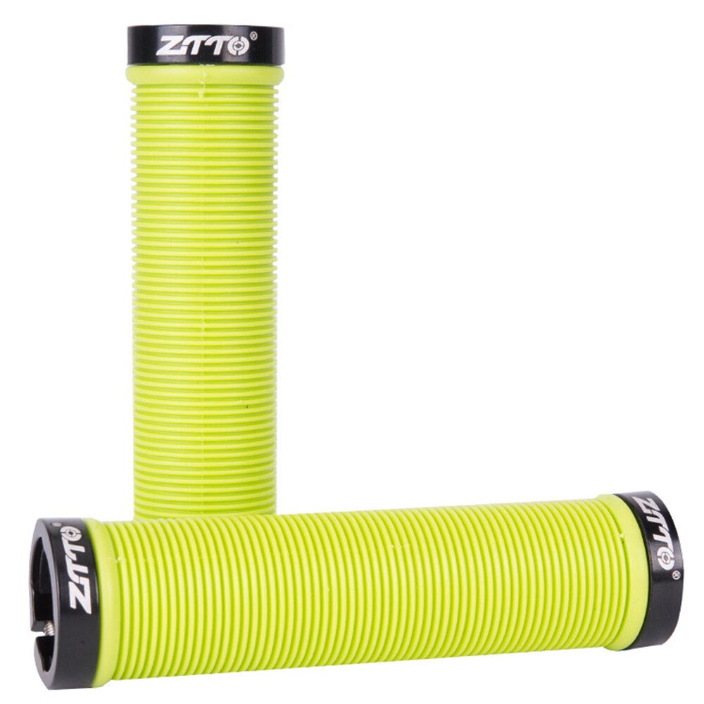 1 par MTB Carretera puños de goma con topes de aluminio para bicicleta Anti-slip Plasti de aleación de aluminio de doble bloqueo apretones de manillar de bicicleta accesorios