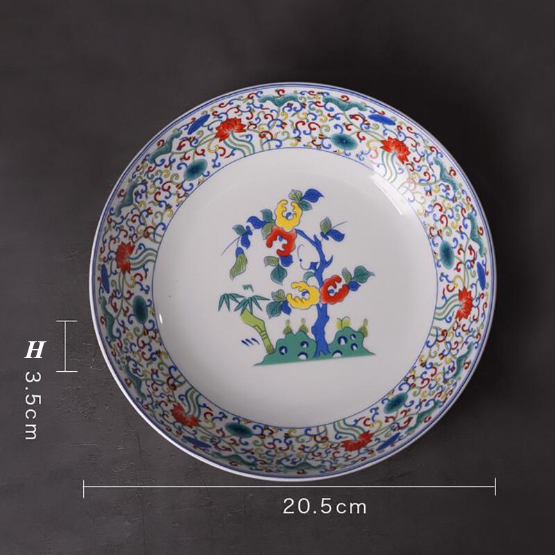 8 tommer jingdezhen kinesisk keramikben kina madplader hjem køkkenredskaber porcelæn aftensmad tallerken farve emalje bordservice