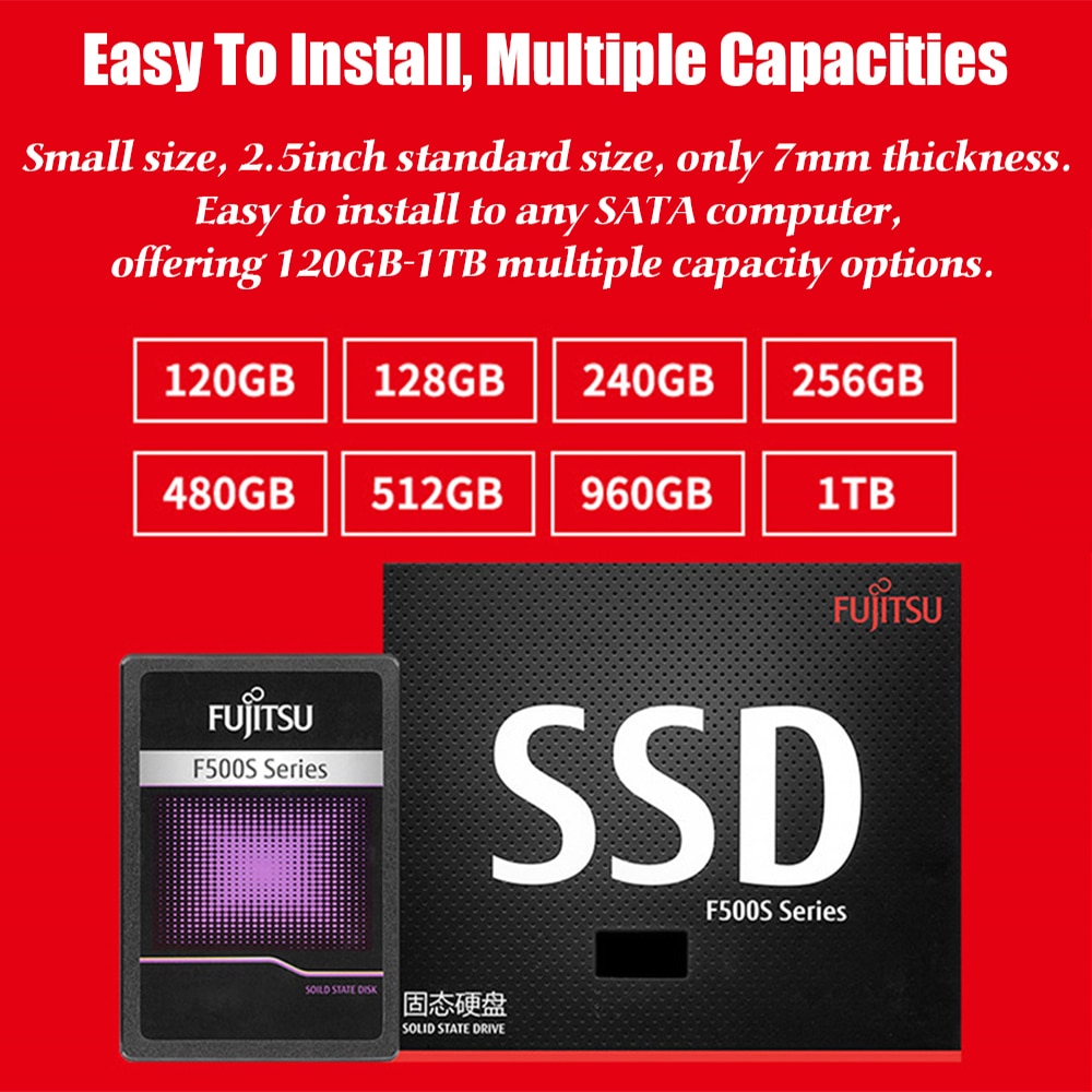 FUJITSU 2.5inch ssd 256 gb sata iii hd ssd 256gb 3D NAND Flash 500MB/s TLC SMI Phison internal Solid State Drives for laptop PC