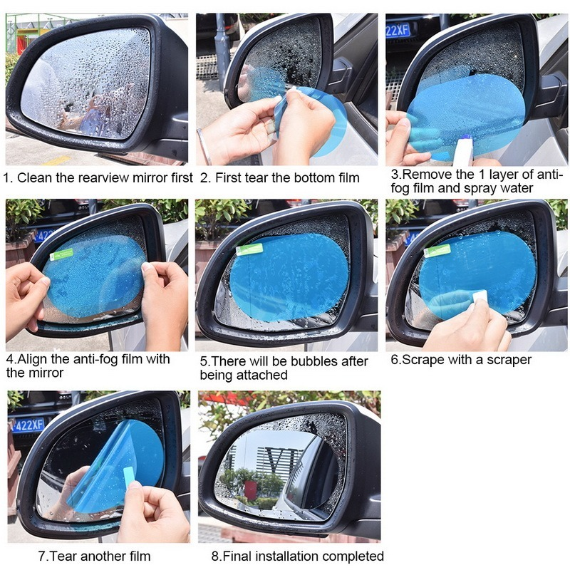 2 Pcs/Set Fog Car Sticker Car Mirror Window Clear Film Car Rearview Mirror Protective Film Waterproof Auto Sticker