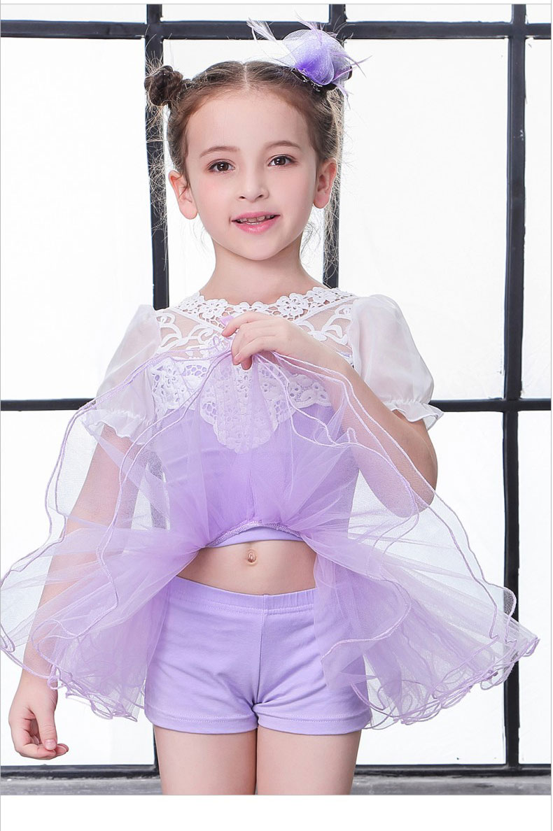 Ballet trikot ballet kjole piger ballet kostumer puf kortærmet ballet kjole til børn blonde trikot gymnastik trikot