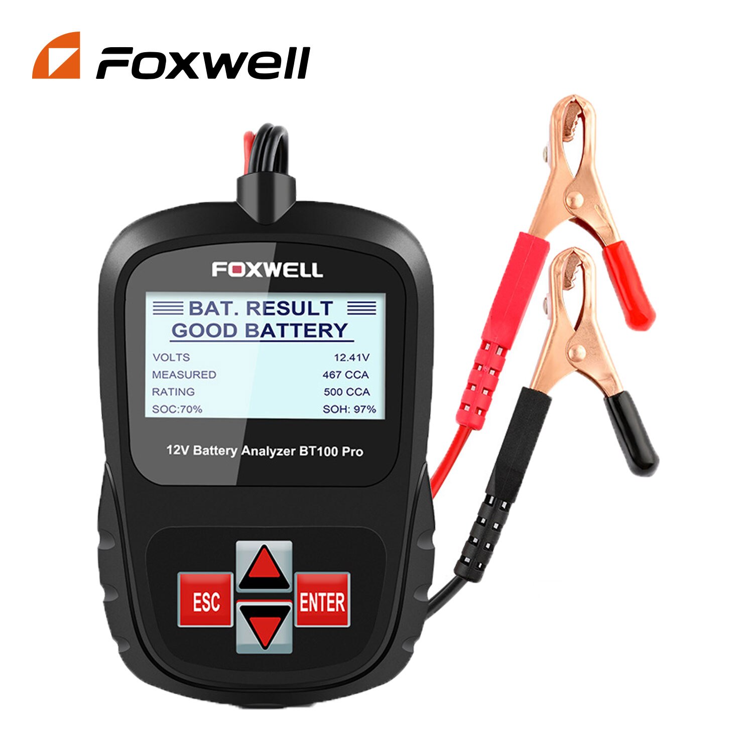 Foxwell BT100 12V Auto Batterij Tester Analyzer 100-1100CCA Automotive Detecteren Gezondheid Fouten Voor Overstroomd Agm Gel Batterij