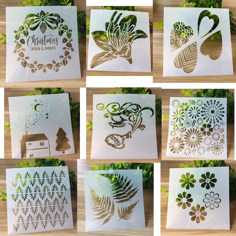 1pc Schablone Wiederverwendbare Malerei Vorlage DIY Blume Werkzeuge Fotoalbum Scrapbooking Färbung Tagebuch Präge Büro Schule Liefert