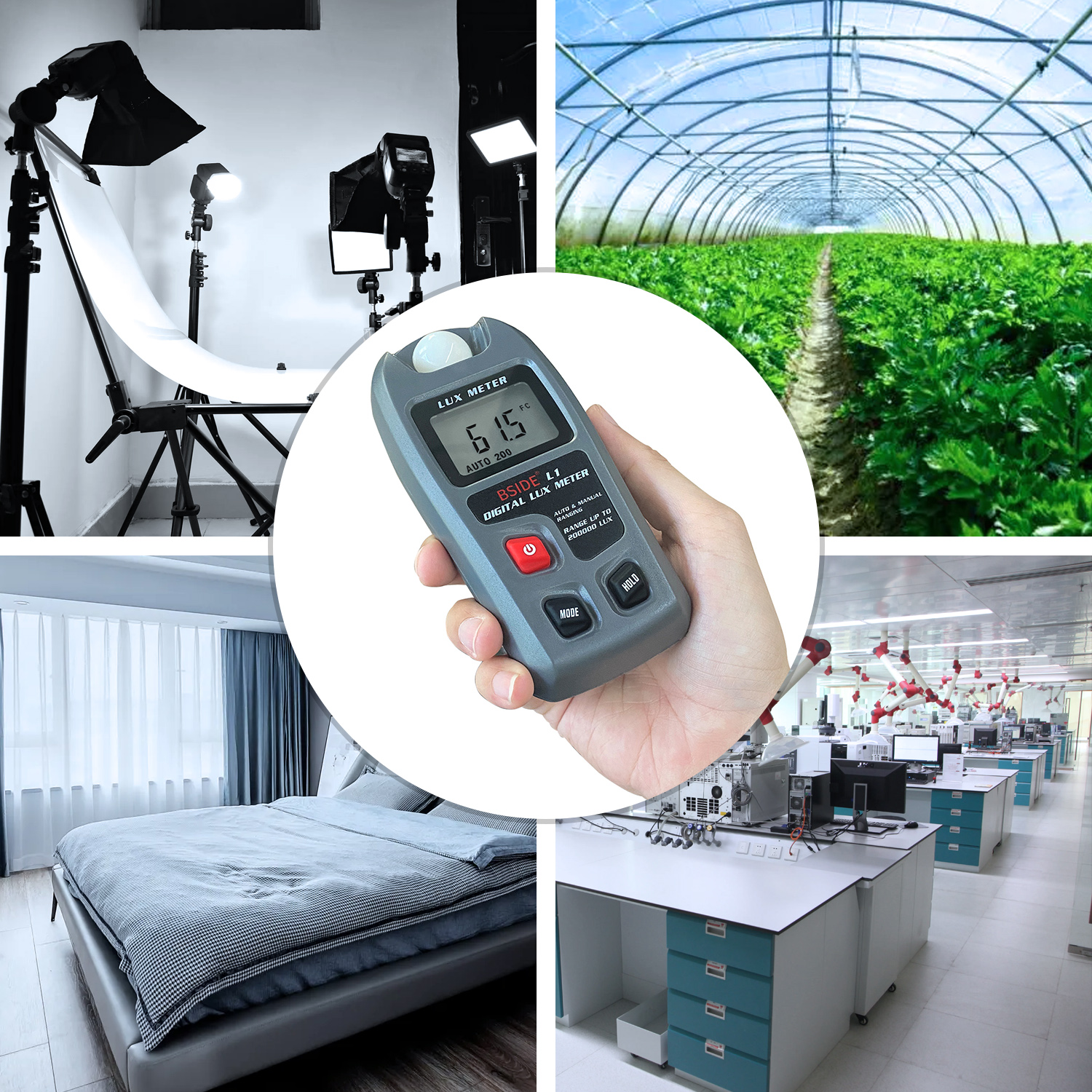 Digitalt display luxmåler på baksiden 0 ~ 200,000 lux lcd-lomme luxmåler lux/fc-tester sensor fotometer belysningsinstrument