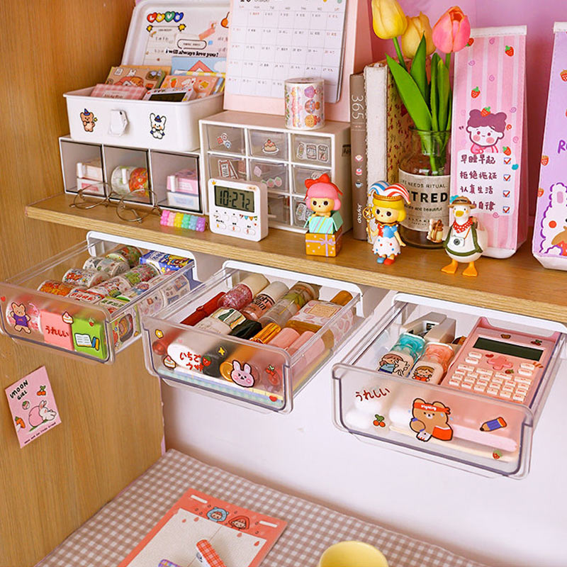 Sotto il cassetto della scrivania organizzatore carino Workstation scrivania magica invisibile sotto la scrivania scaffale adesivo forniture per ufficio cassetto portaoggetti