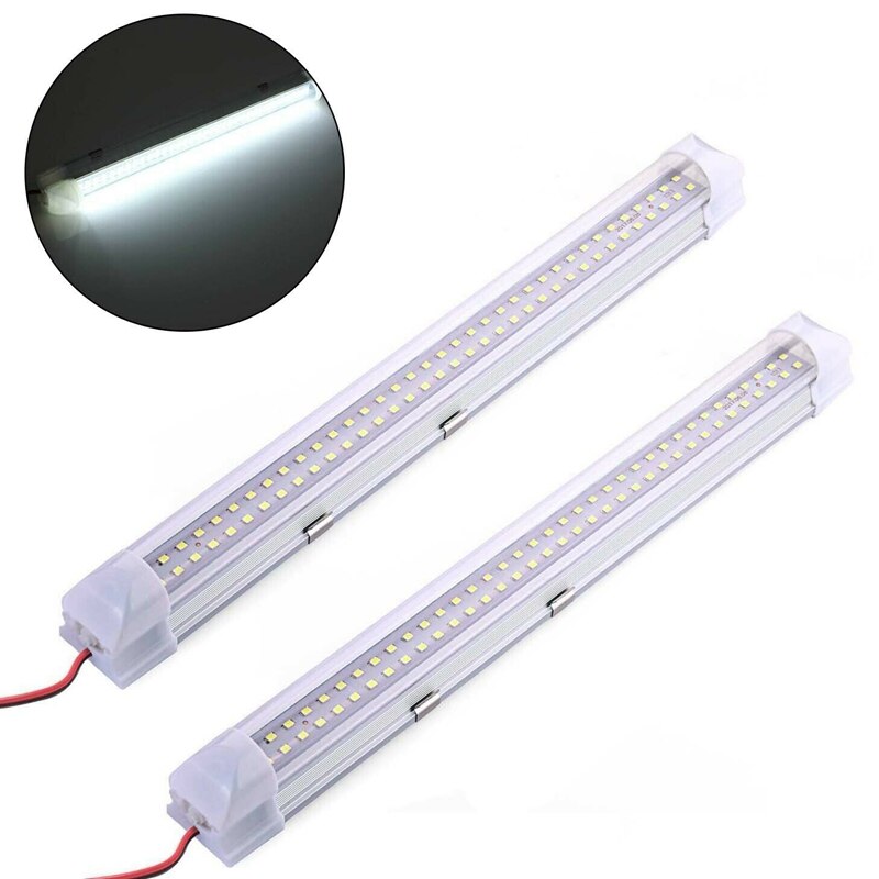 -4 stk bil interiør lys stang 72 led 6500k hvid bånd lampe med tænd/sluk kontakt til lastbil campingvogn båd hjem