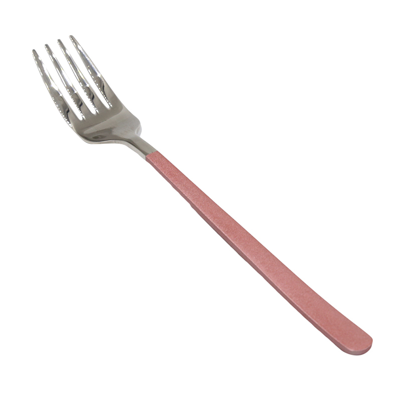 Cuillère fourchette or à Long manche | Fourchette à Long manche, cuillère pour la crème glacée vaisselle plaqué or Dessert thé cuillères à café cuillères en acier inoxydable: Pink silver fork