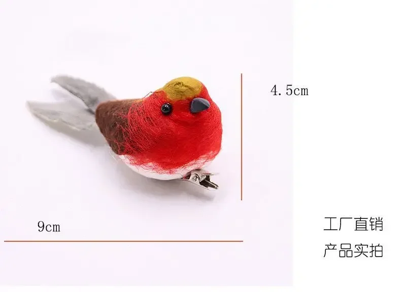 Decoración de pájaros Robin, figuritas artificiales, adorno artesanal de plumas, simulación de adornos de jardín al aire libre, decoración: Verde militar