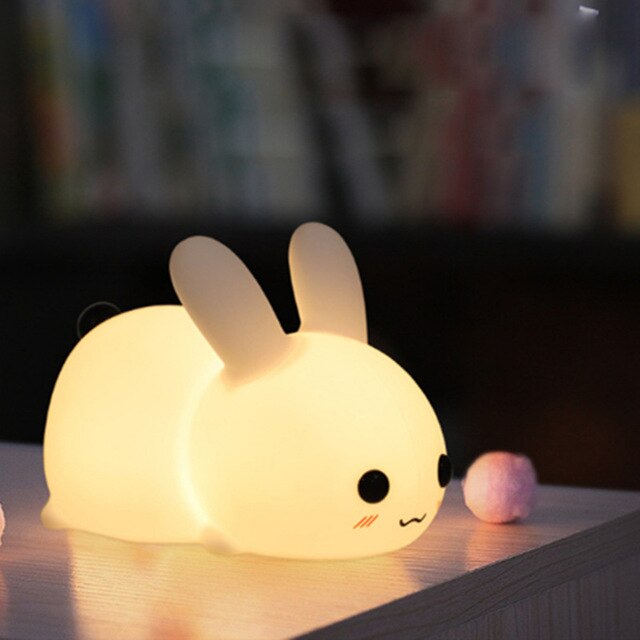 Giocattoli per bambini Carino Coniglio Luce di Notte del Sensore di Tocco Giocattoli per il bambino Che Dorme Portatile Del silicone Nightlight Della Lampada Della Luce fino Giocattoli Della Ragazza regalo: coniglio