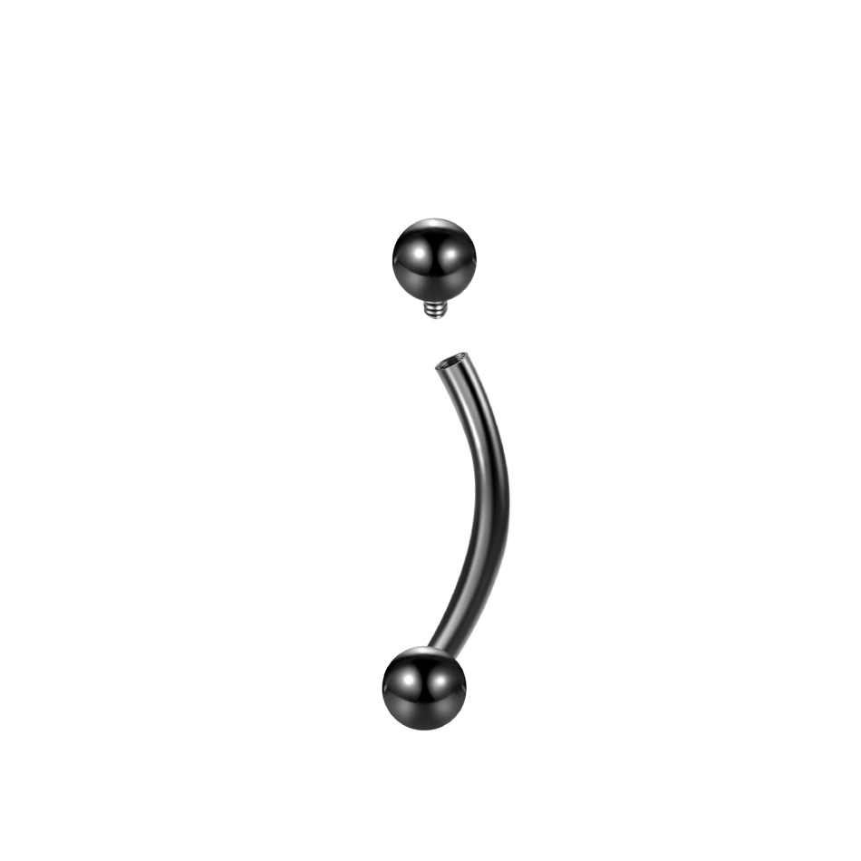 Piercings de cejas de titanio, joyería curvada de plátano con rosca interna, pendiente para ombligo, labio, lengua, 14G, 16G, 1 ud.: Rojo / Color dorado