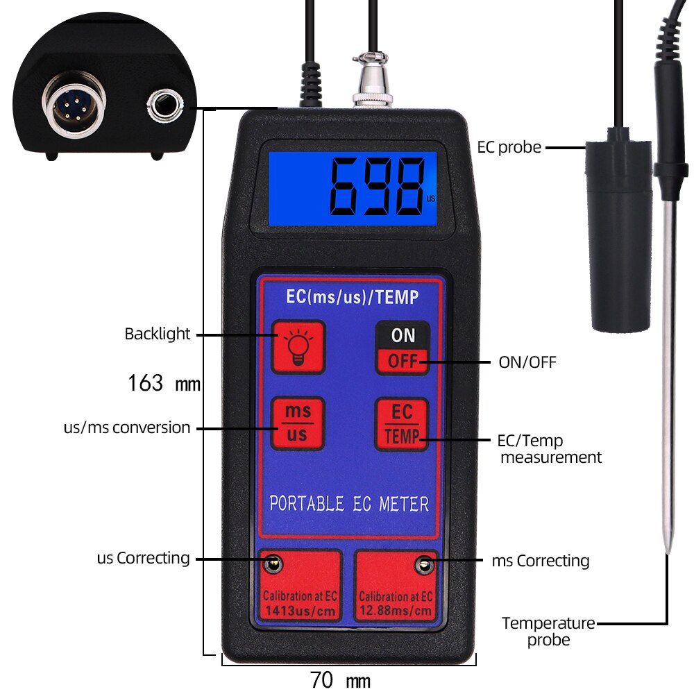 EC-8423 Digital EC Meter 2 in 1 TEMP EC Tester Conductivity Meters Water Test Tool for Pool Drink Water Aquarium 40%OFF