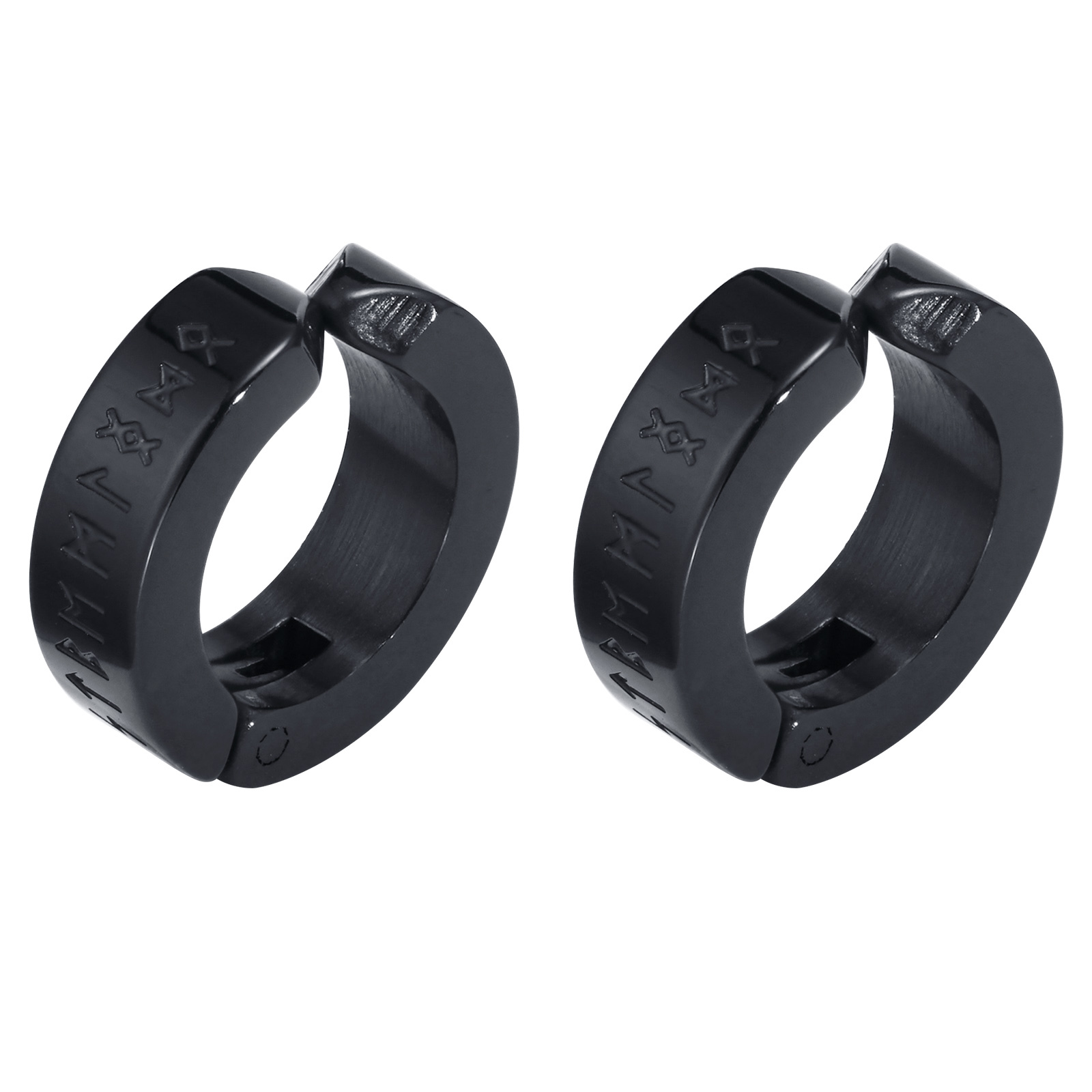 Vnox Viking Runen Hoepel Oorbellen Voor Mannen, Niet Doorboord Clip Oorbellen, rvs Odin Noorse Viking Amulet Brief Woorden Huggie: Rose Goud Kleur