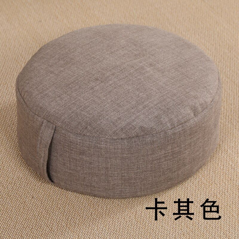 Coussin de siège rond Tatami lavable , épais, Futon, pour Table à thé, balcon, salon, baie vitrée: khaki 40x40x14cm