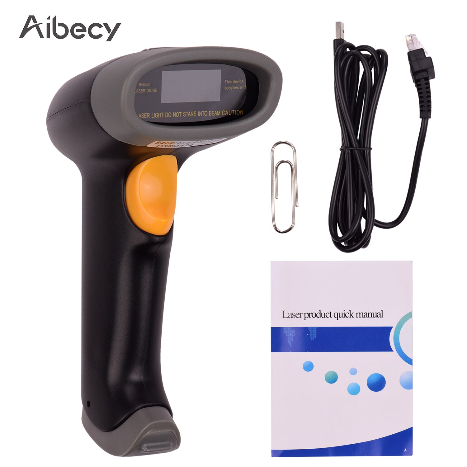 Aibecy håndholdt 1d usb stregkodescanner stregkodelæser 32- bit dekoder kompatibel til linux android macos windows