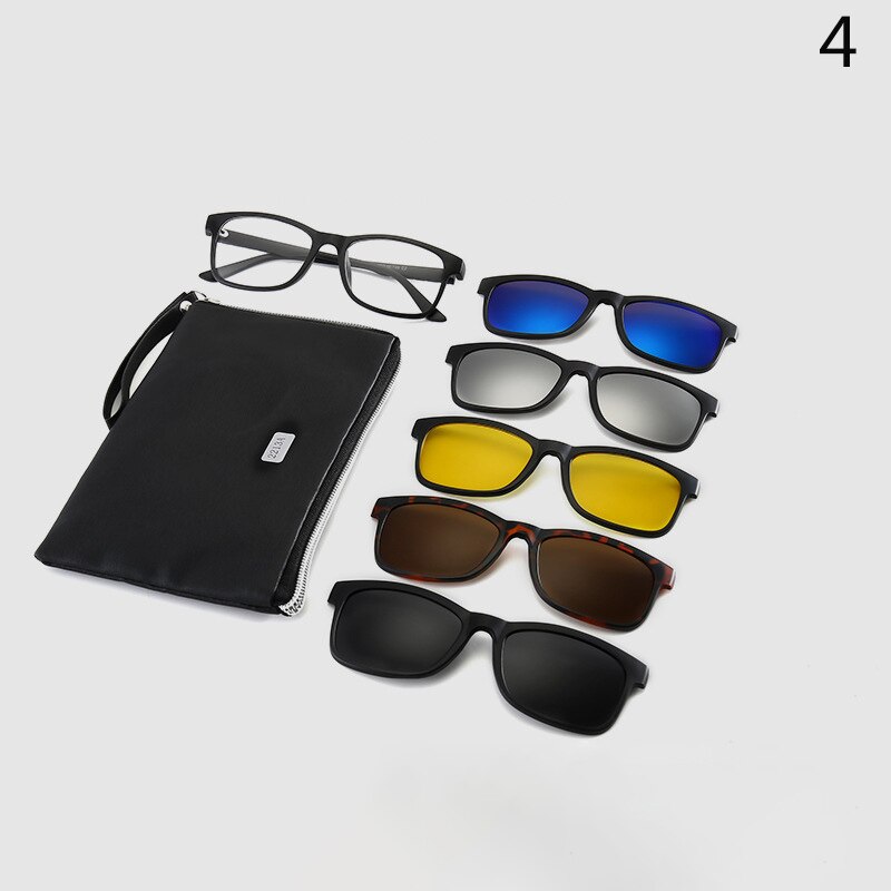 5 Pcs Magnetische Clip Zonnebril Mannen En Vrouwen Bril Met Gepolariseerde Brillen Bijziendheid Optische Reading Frame Met Pakket: 4