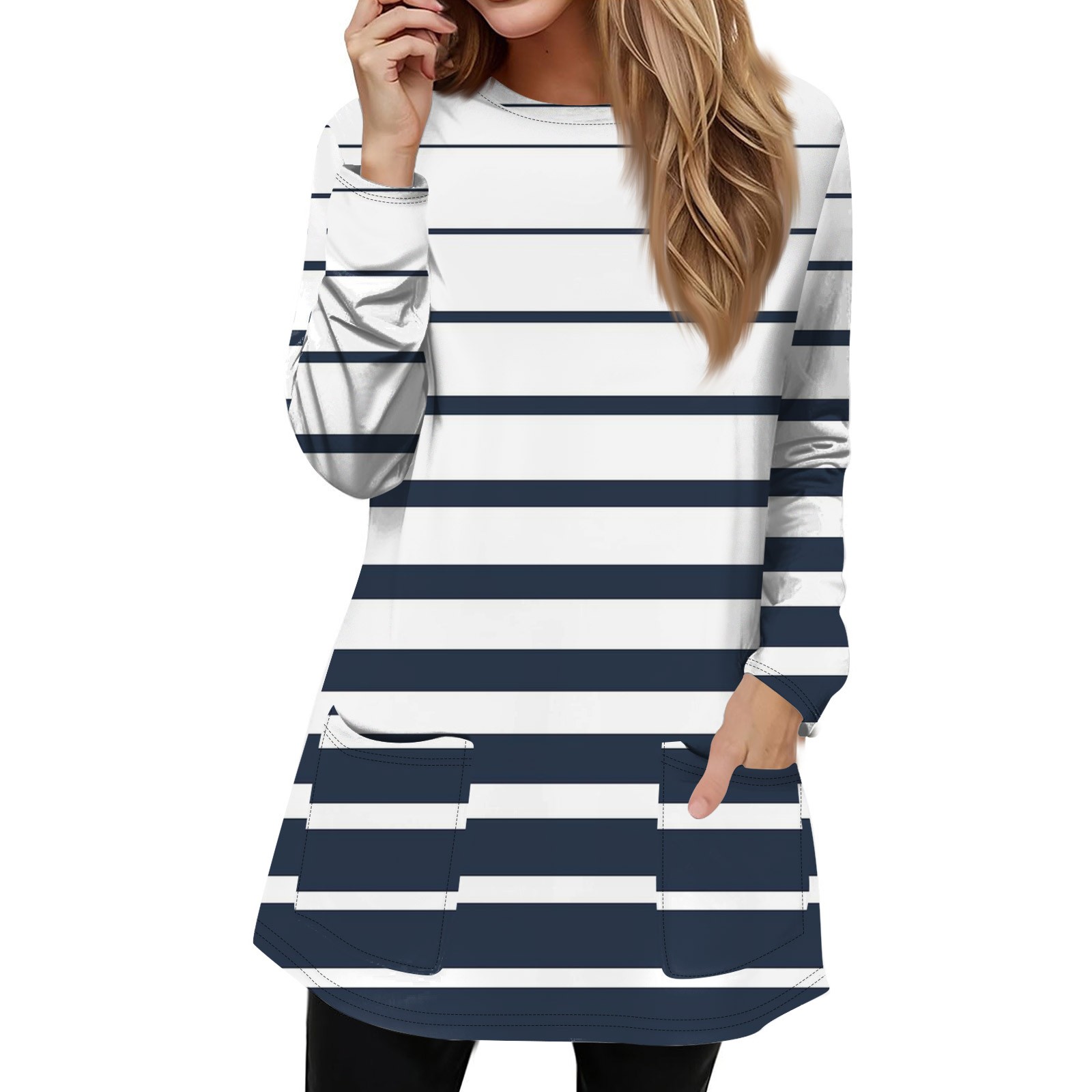 Women's Shirt Clothing Loose Round Neck T-shirt Chic Print Shirt Ladies Casual Blouses Long Sleeve Top: XL / PURPLE