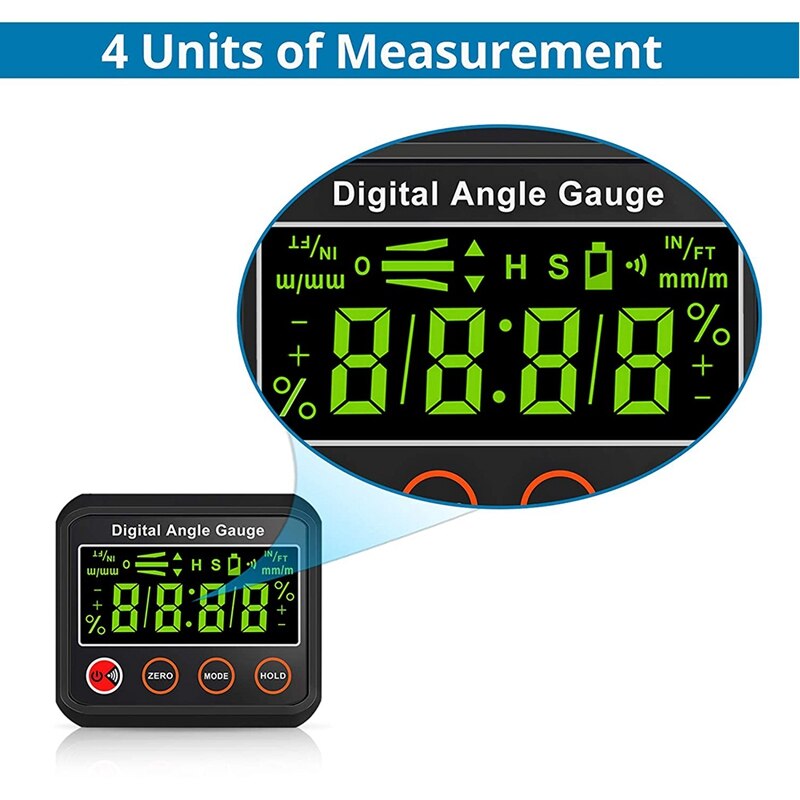 Digital Angle Finder Gauge Magnetic Protractor Inclinometer with Alarm Function Bevel Level Angle Cube Measuring Tool
