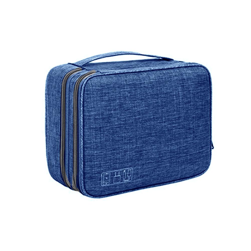 Data Cable Charger Waterproof Organizer Bag Charging Treasure Headphone Electronic Double Layer Finishing Accessories Bags: Blue