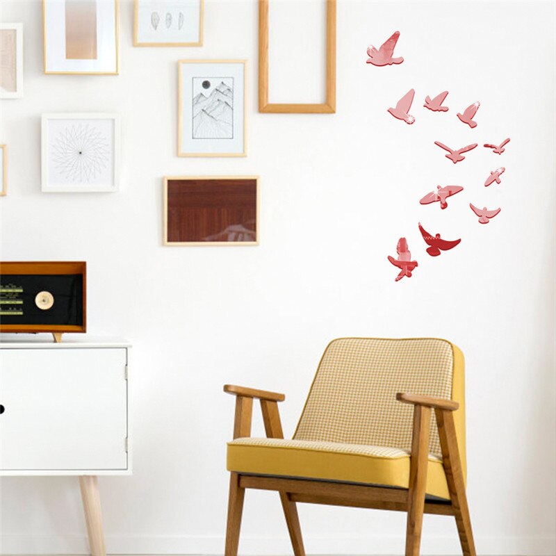 4 kolory akrylowe podnoszenie ptaki rama lustro powierzchnia naklejki ścienne dzieci sypialnia 3D diy ściana dekoracja odpinany Sztuka