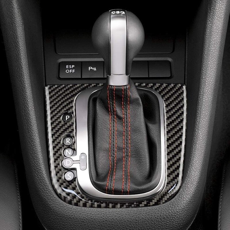 Cubierta de Panel de cambio de marchas de coche de fibra de carbono pegatina Interior embellecedora para Golf 6 MK6 Accesorios